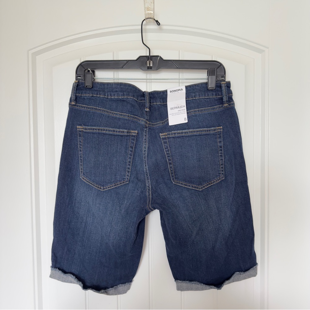 Sonoma Skinny Bermuda Denim Jean Shorts Size 8 NWT Festival - Picture 2 of 7